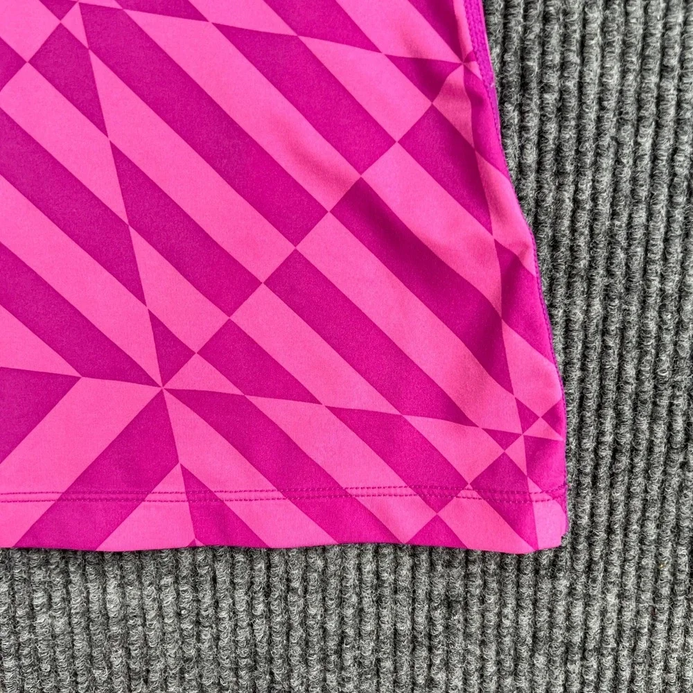Nike Pro Dri Fit Shirt Womens Medium Pink Geometric Short Sleeve Fitted Training